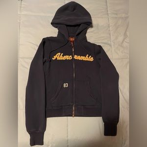 Abercrombie & Fitch Vintage Hoodie - Dark Blue & Yellow - Small
